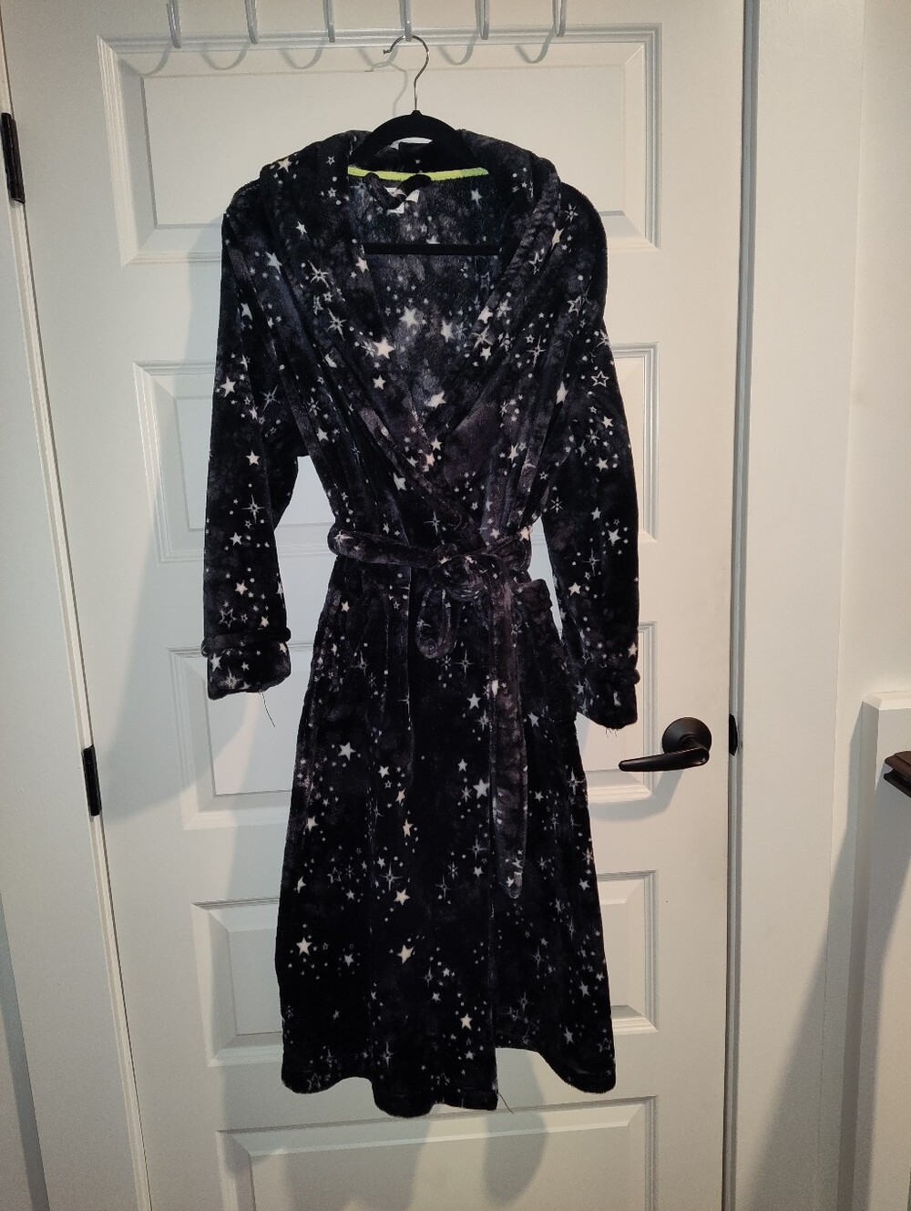 Sonoma Goods For Life Starry Plush Bathrobe Women's M Black Celestial Long Robe